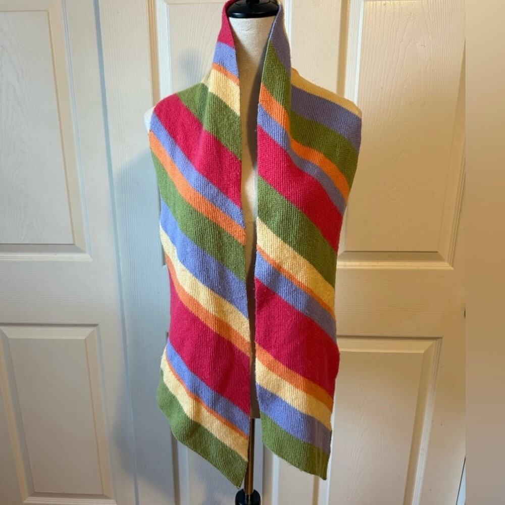 Talbots Vintage Y2K Wool Cashmere‎ Blend Rainbow Knit Scarf Dopamine Pastel